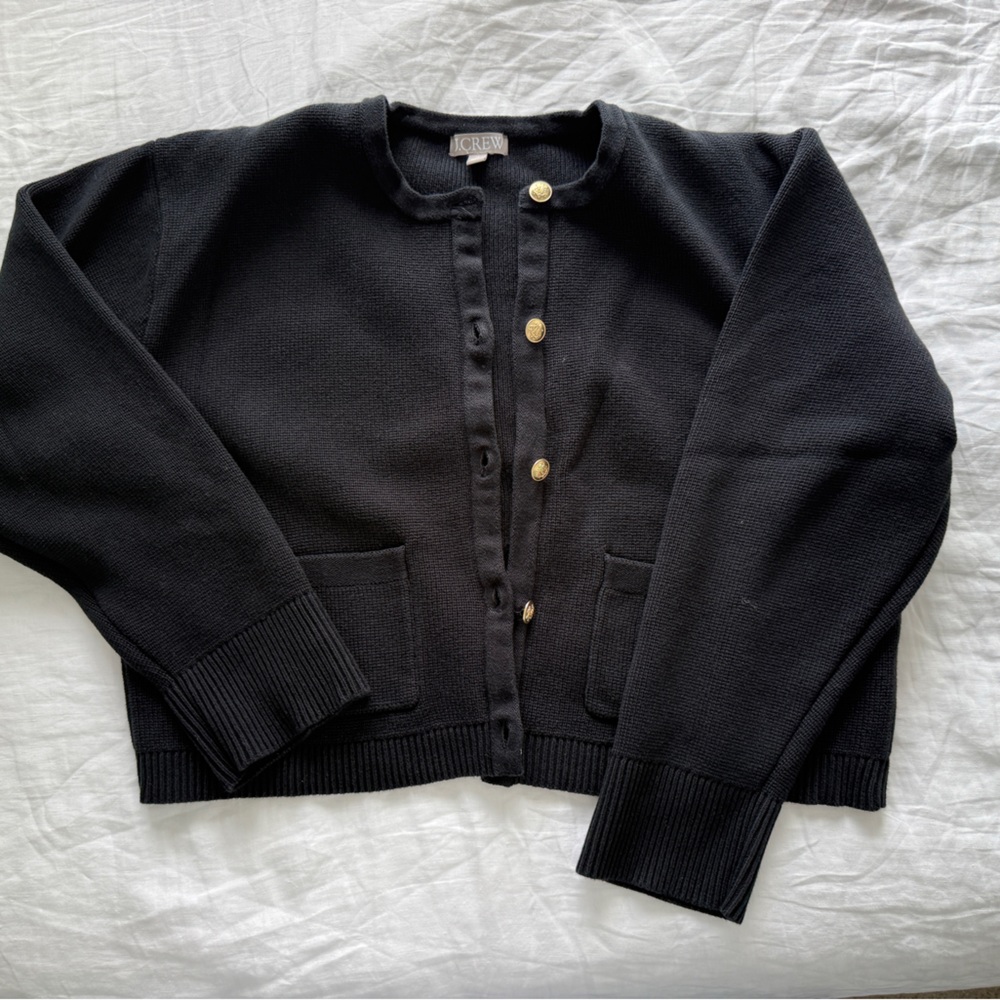 J. Crew Black relaxed Emilie sweater lady jacket - Picture 5 of 11